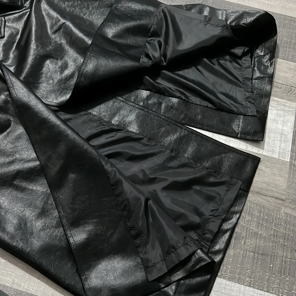 Vintage Robbie Sport Black Shimmery Trench Coat Shoulder Pads Epaulets women’s 6 - Picture 7 of 8